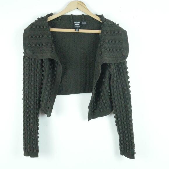 Worth Medium Crop Cardigan Bobble Knit Fairy Grunge Cottagecore Chocolate Brown - Picture 1 of 6